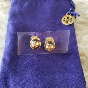 Tory Burch stud earrings - tortoise shell & gold
